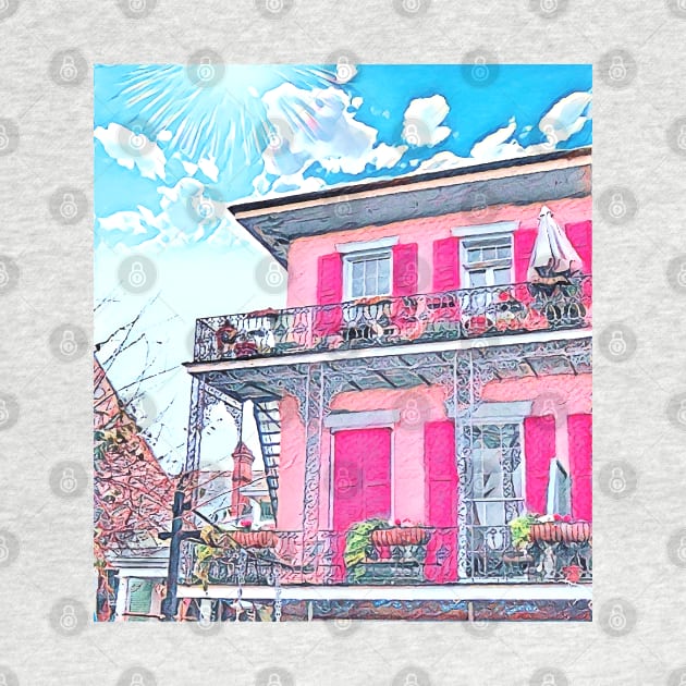 Watercolor Pink New Orleans French Quarter Nola Home by Little Shop of Nola